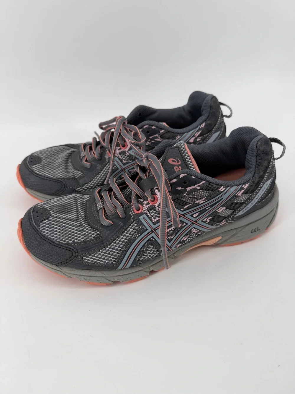 ASICS Women Size 8.5 Gel Venture 6 Gray Pink Trail Running Athletic Sneakers